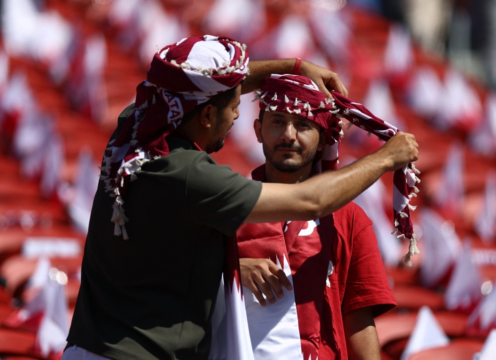 Qatar fans inside the stadium before the match. Reuters