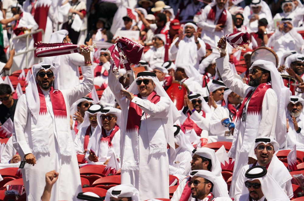 Qatar fans inside the stadium before the match. — Reuters
