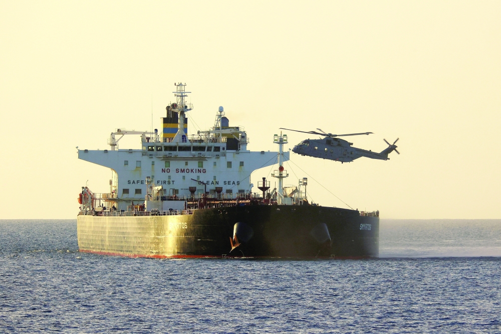 UK Royal Marine Commandos take part in a maritime interdiction operation on the vessel SMYRTOS off the south coast of England. — Reuters 