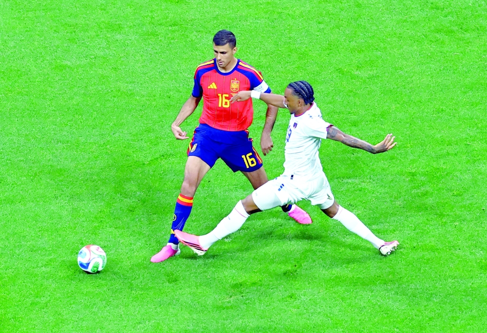 Spain's Rodri in action with Cape Verde's Dailon Livramento. — REUTERS