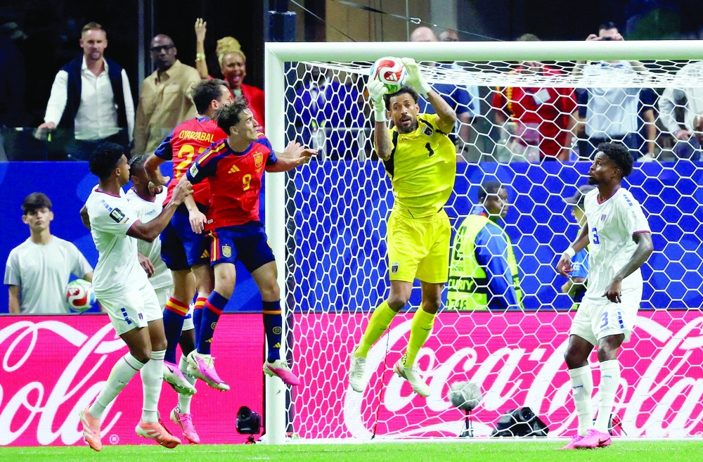 Cape Verde's Vozinha in action with Spain's Gavi, Cape Verde's Kevin Pina, Spain's Mikel Oyarzabal and Cape Verde's Diney Borges. — Reuters