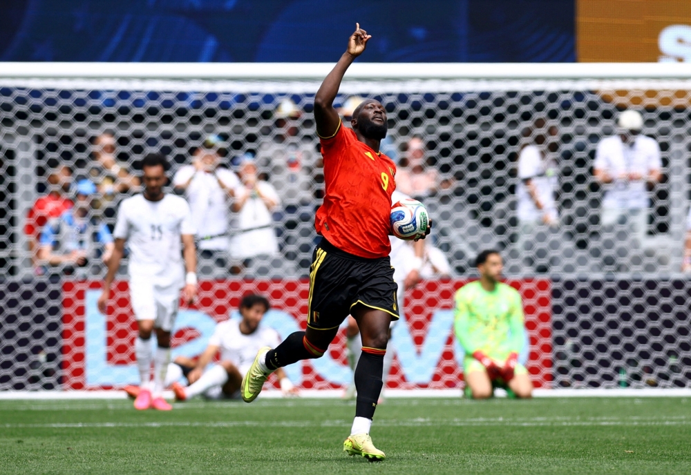  
Belgium's Romelu Lukaku celebrates their first goal. — Reuters    