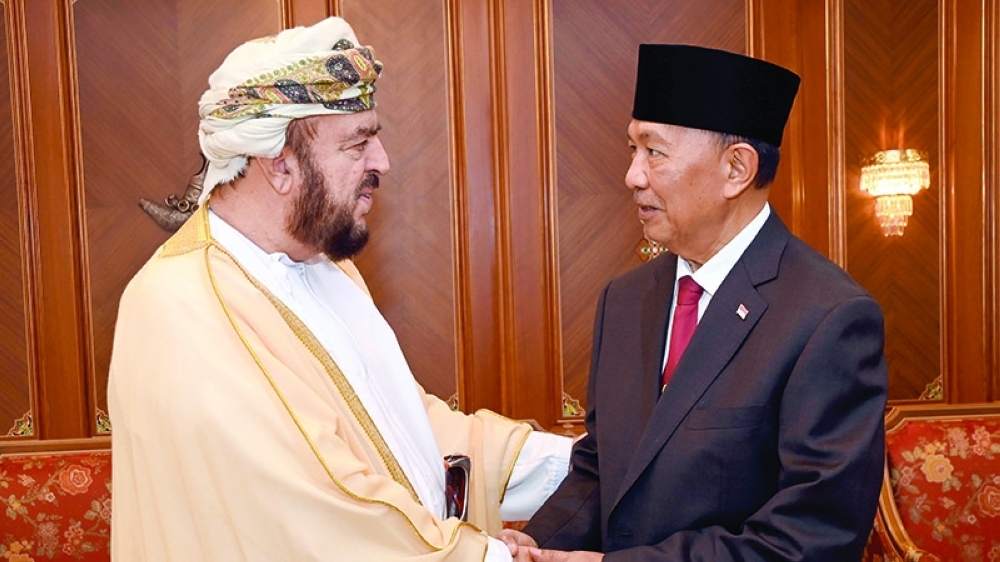 HH Sayyid Asaad bin Tarik al Said with Mohamad Arzan Johan in Muscat on Tuesday.