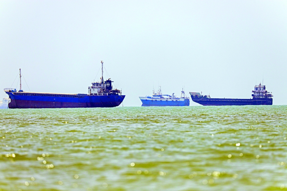 Vessels are seen anchored in Bandar Abbas along the Strait of Hormuz. — AFP