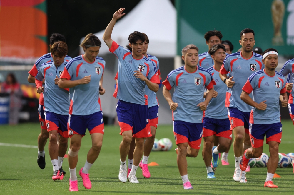 Japan's team during the training 
