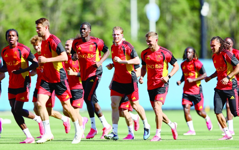  
Belgium players during training. — Reuters
