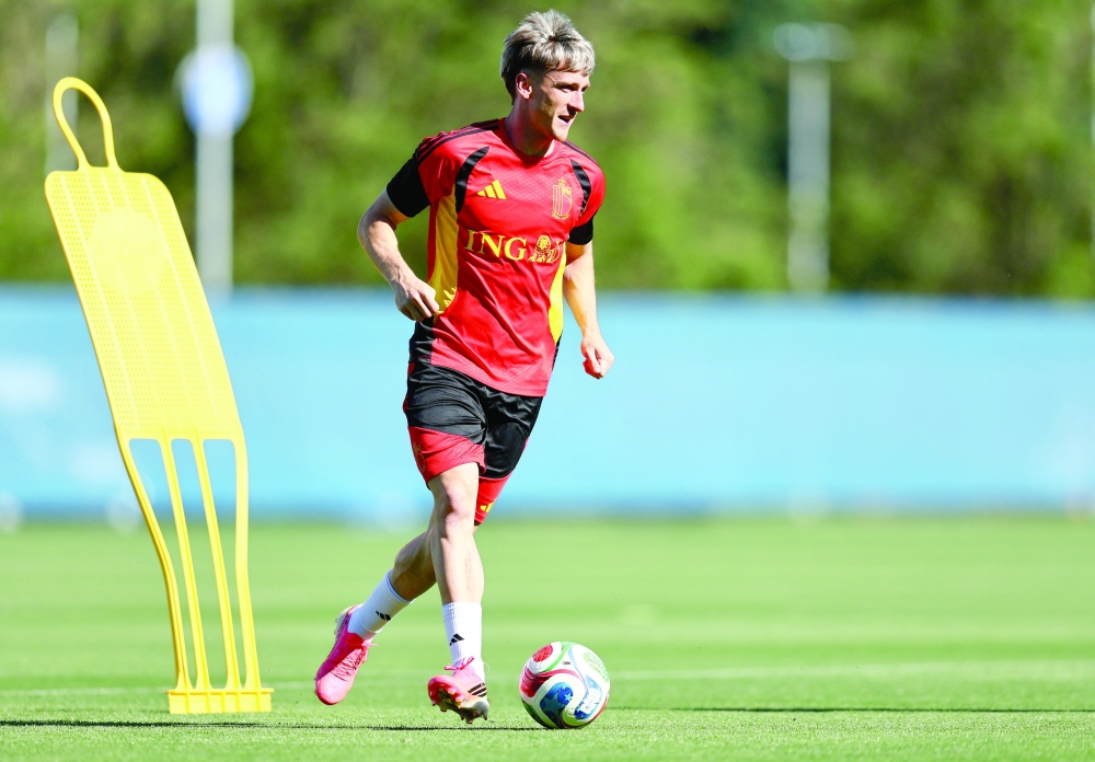  
Belgium's Alexis Saelemaekers during training. — Reuters