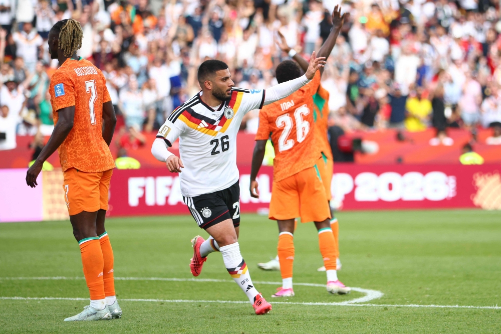 Germany's  #26 Deniz Undav celebrates after scoring  second goal. — AFP
