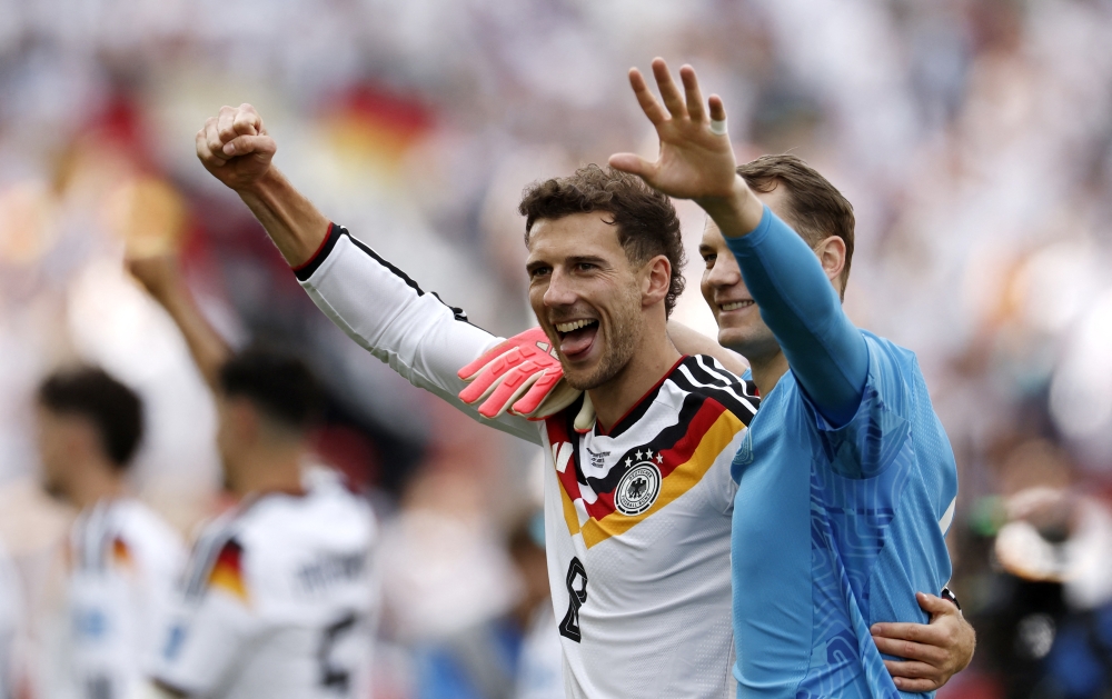 
Germany's Leon Goretzka celebrates with Germany's Manuel Neuer. — Reuters
