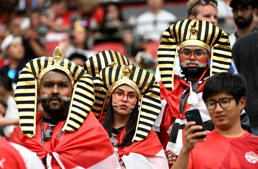  
Egypt fans in the stands before the match 