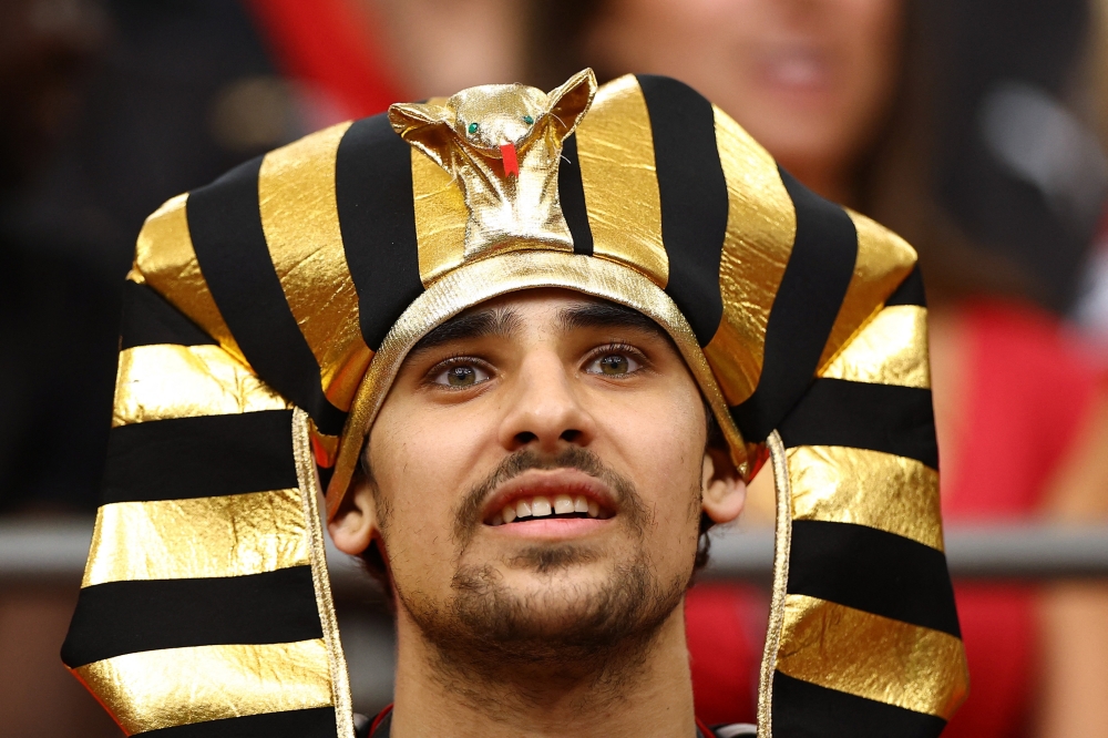  
Egypt fans inside the stadium before the match 