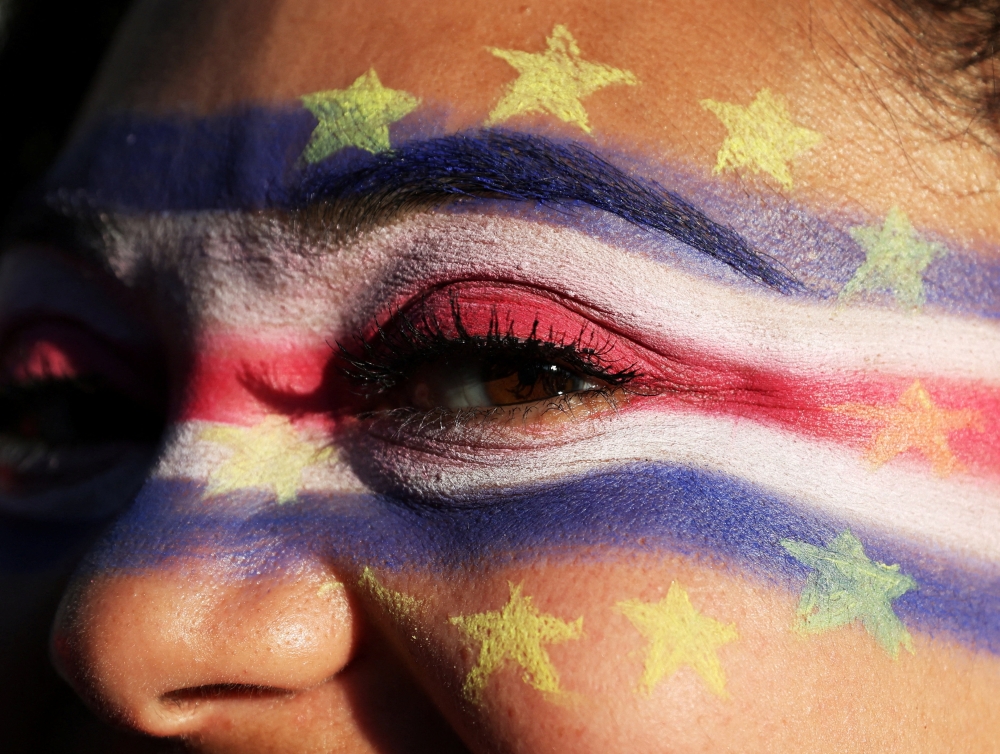 Cape Verde fan Jackie Fontes watches on during the match at the Dorchester watch fest in Boston