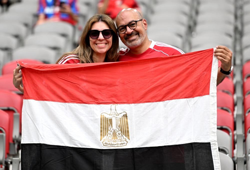  
Egypt fans in the stands before the match 