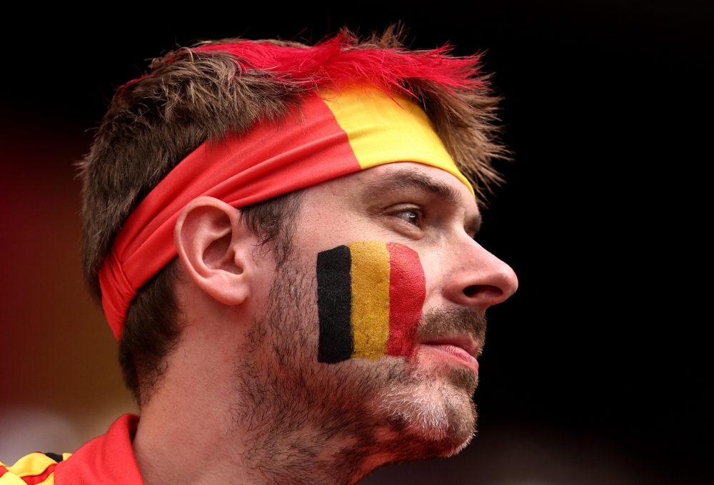  
Belgium fans in the stands before the match 