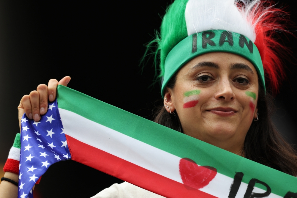 
Iran fans in the stands before the match 