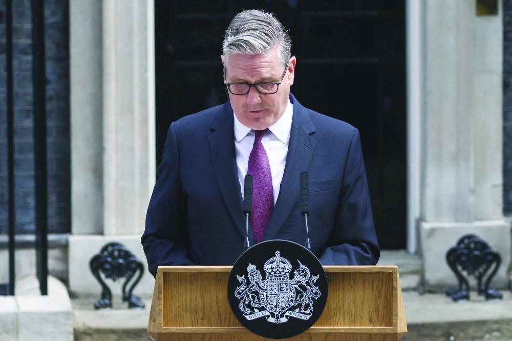 British PM Keir Starmer announces the timeline for his resignation outside 10 Downing Street, in London, Britain. — Reuters 
