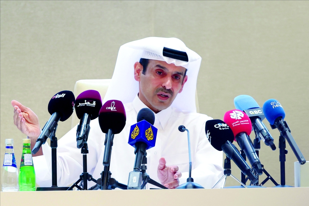 Qatar's Energy Minister and CEO of QatarEnergy Saad al Kaabi speaks during a press conference in Doha. — AFP