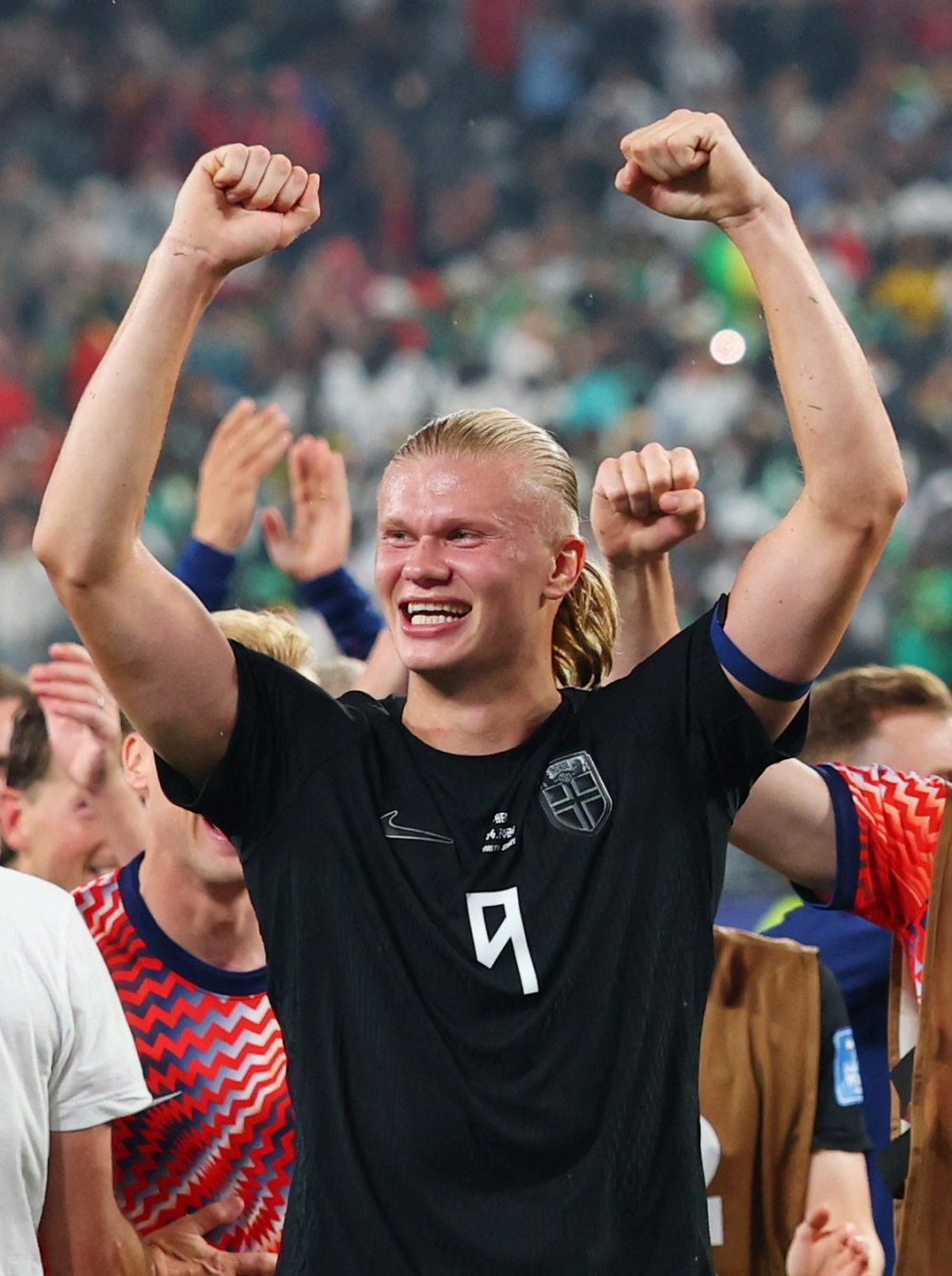  
Norway's Haaland celebrates after the match. — Reuters