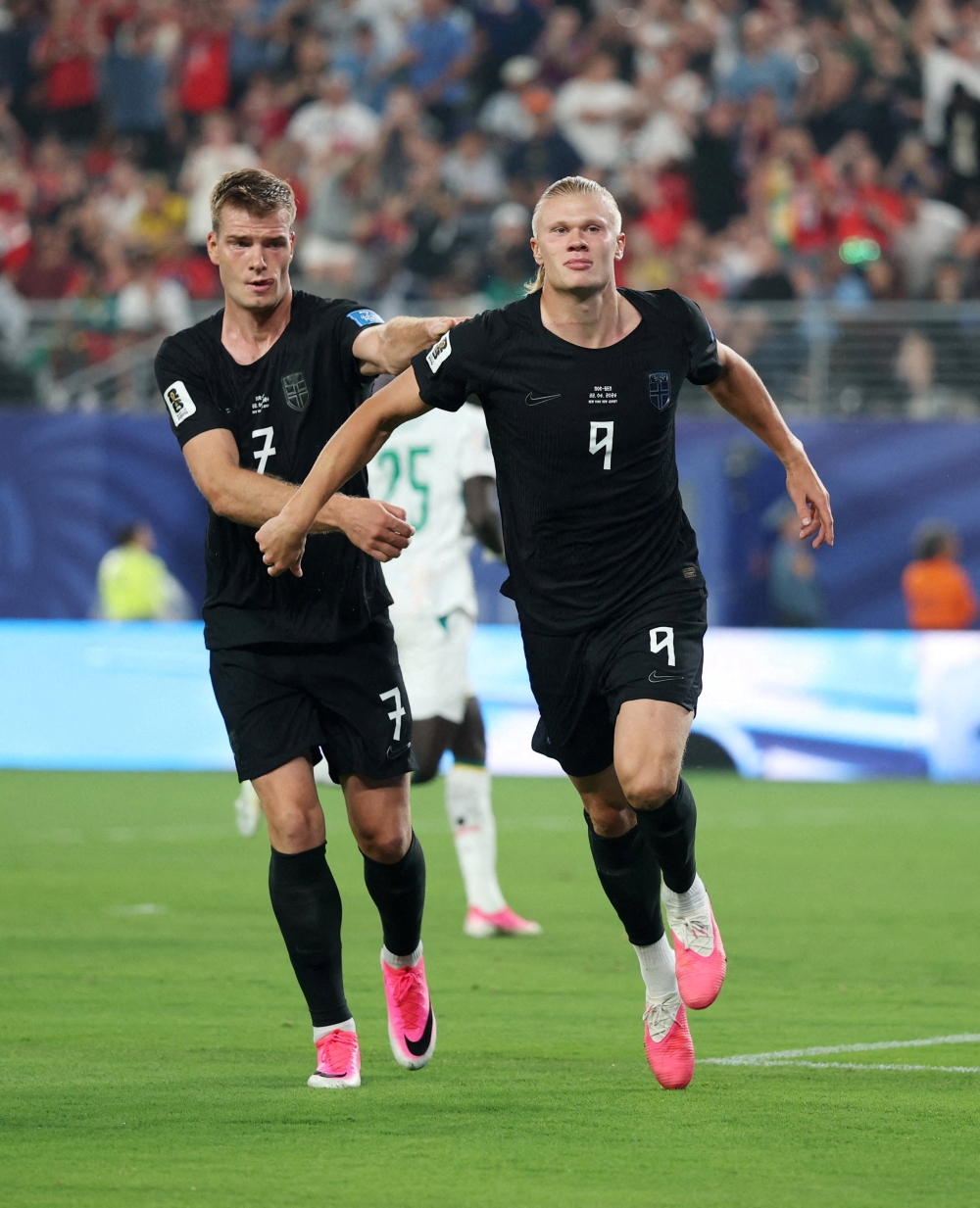  
Norway's Haaland celebrates scoring second goal. — Reuters
