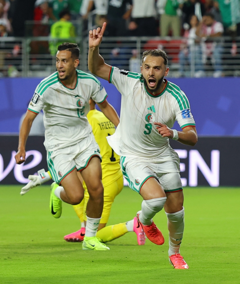  
Algeria's Gouiri celebrates scoring second goal. — Reuters