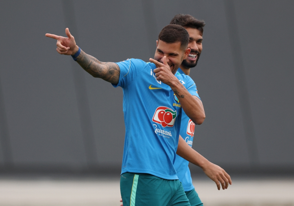 Brazil's Lucas Paqueta and Bruno Guimaraes. — Reuters