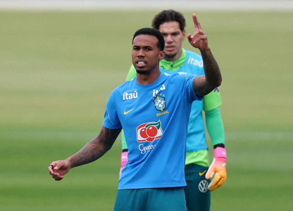 Brazil's Ederson and Gabriel Magalhaes. — Reuters
