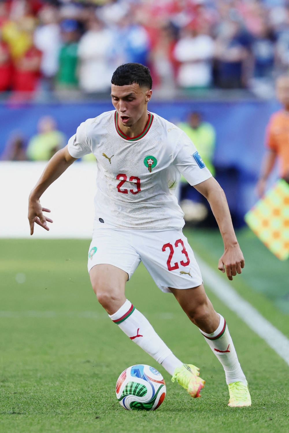 Morocco's midfielder #23 Bilal El Khannouss. — AFP