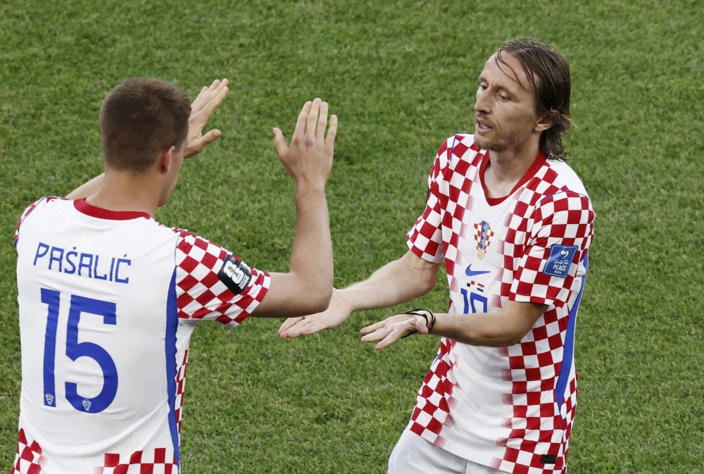  
Croatia's Mario Pasalic comes on as a substitute to replace Luka Modric. —  Reuters