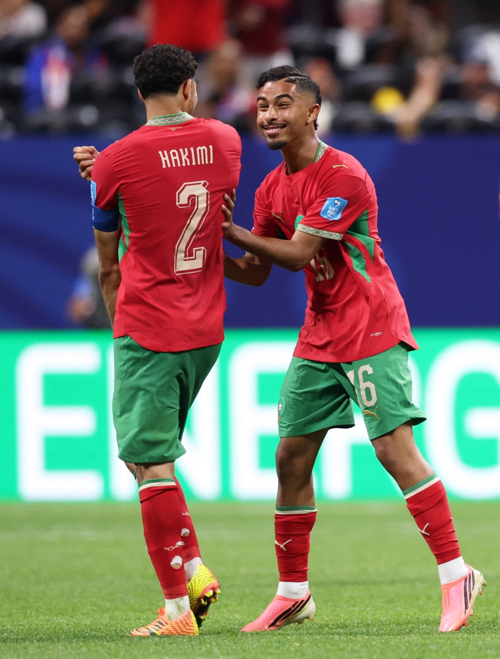  
Morocco's Gessime celebrates fourth goal. — Reuters  