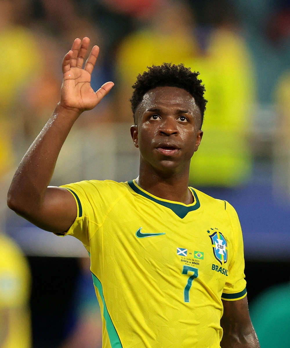 
Brazil's Vinicius celebrates after the match. — Reuters  