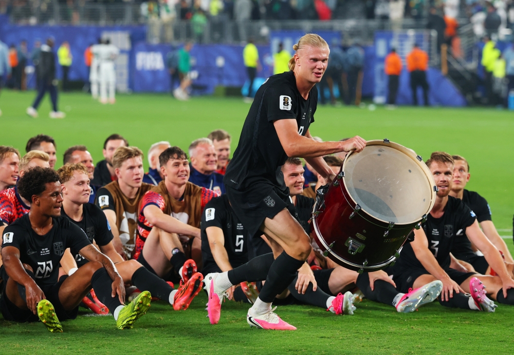  
Norway's Erling Haaland with teammates. — Reuters