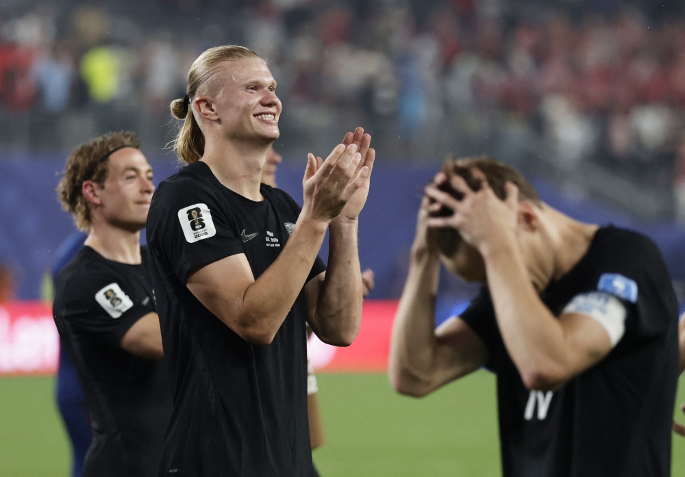Norway's Erling Haaland with teammates. — Reuters