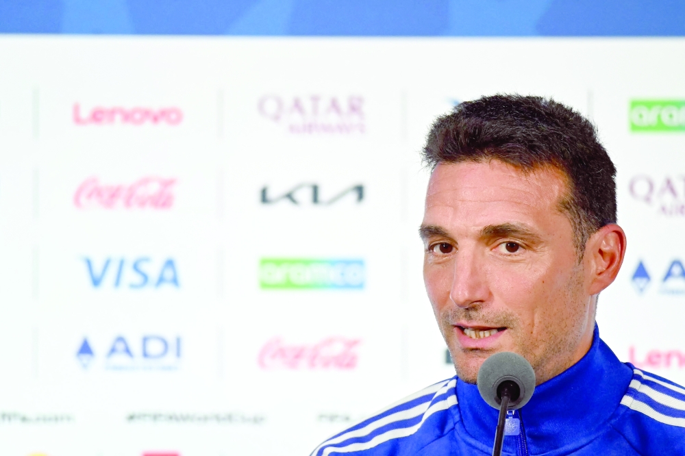 Argentina's head coach Lionel Scaloni gives an MD-1 press conference at the Dallas Stadium in Arlington on June 21, 2026, on the eve of the 2026 World Cup Group J football match between Argentina and Austria. — AFP
