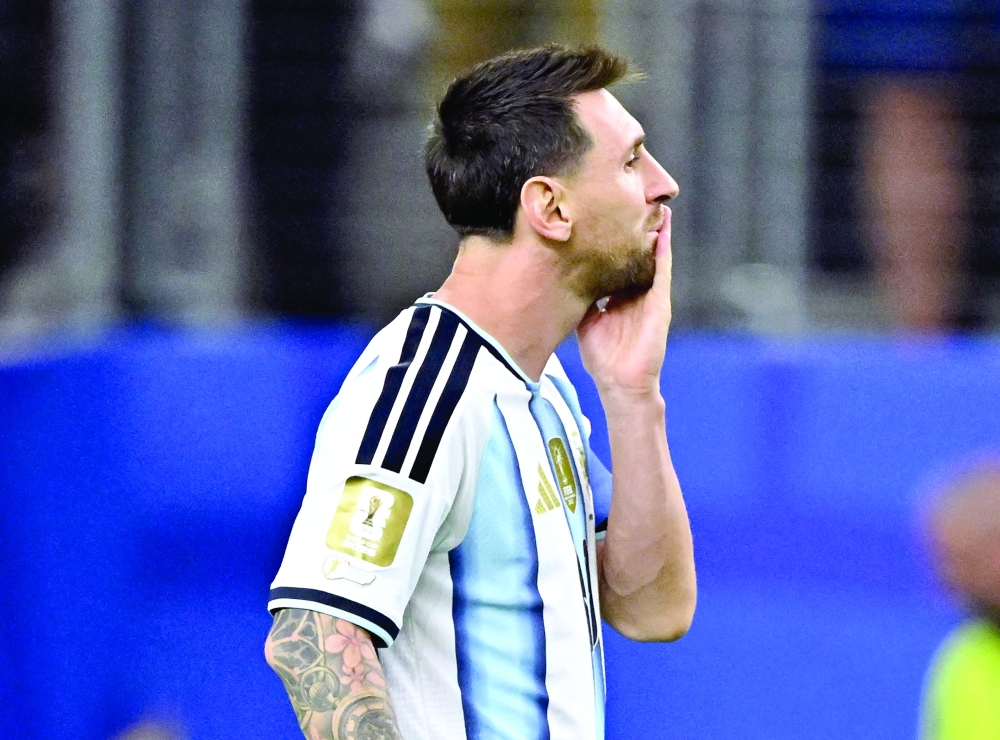 Soccer Football - FIFA World Cup 2026 - Group J - Argentina v Austria - Dallas Stadium, Arlington, Texas, U.S. - June 22, 2026
Argentina's Lionel Messi reacts after missing a penalty IMAGN IMAGES via Reuters/Maria Lysaker