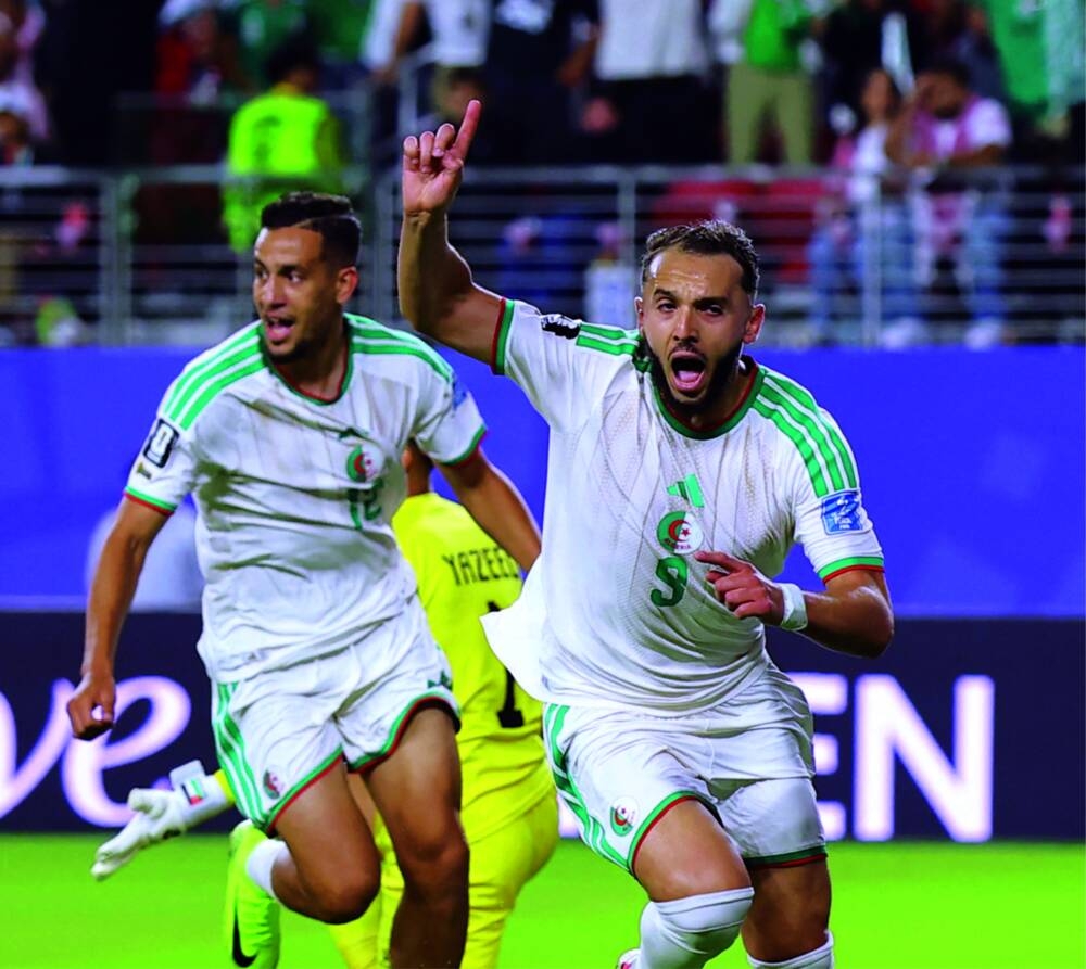  
Algeria's Amine Gouiri celebrates scoring their second goal 
