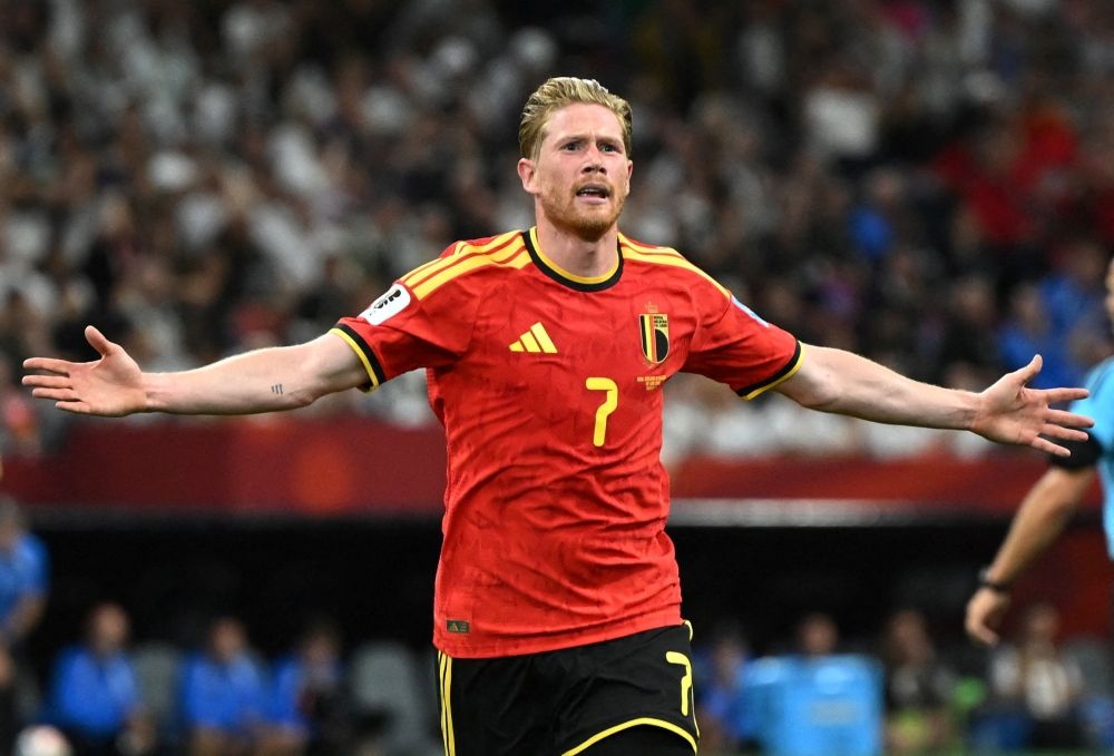  Belgium's De Bruyne celebrates scoring third goal. — Reuters