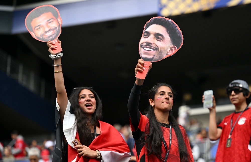 
Egypt fans inside the stadium before the match 