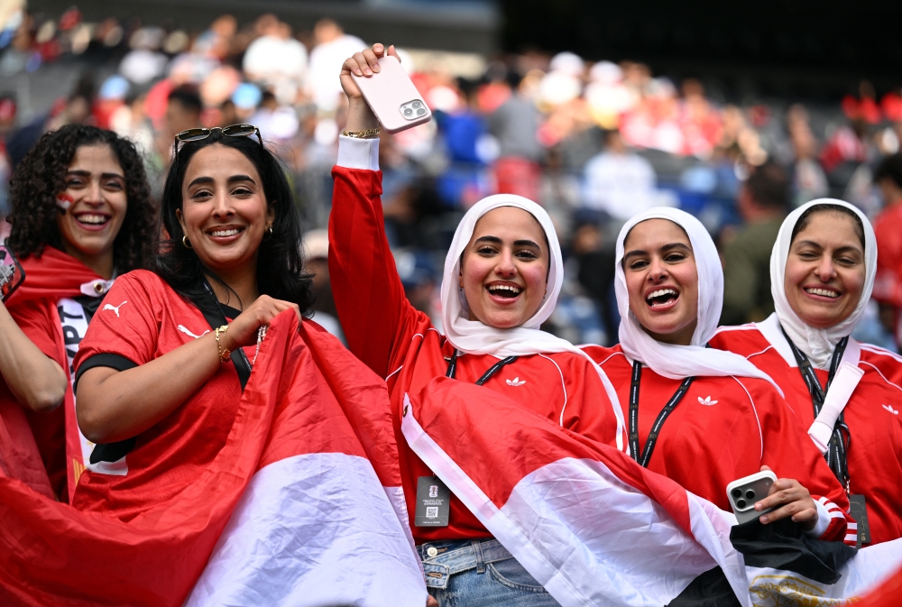  
Egypt fans inside the stadium before the match 