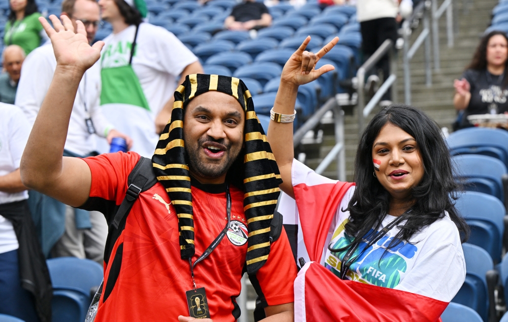  
Egypt fans inside the stadium before the match  