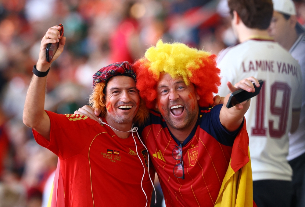  
Spain fans inside the stadium before the match  