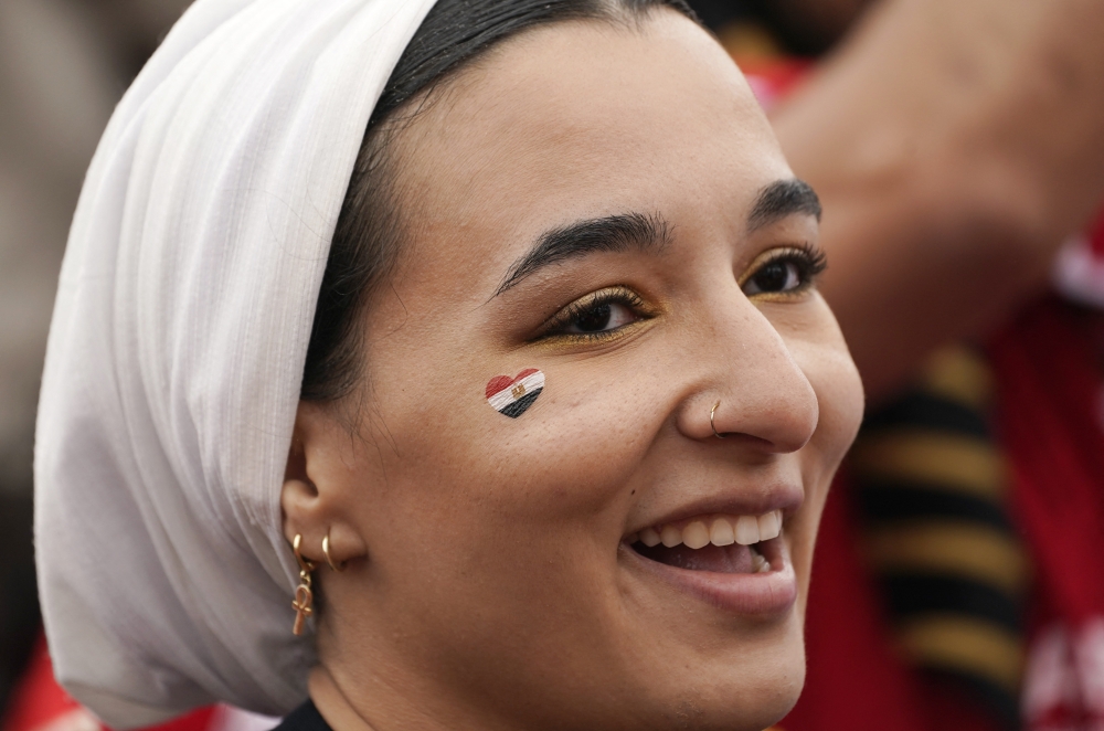  
An Egypt fan in Seattle before the match  