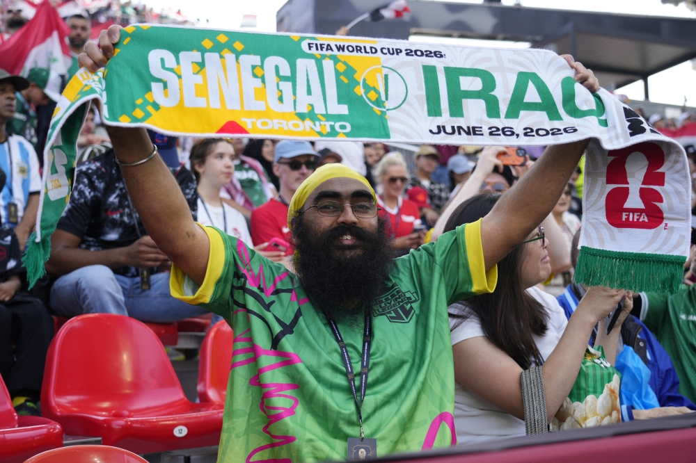  
General view of fans inside the stadium before the match 