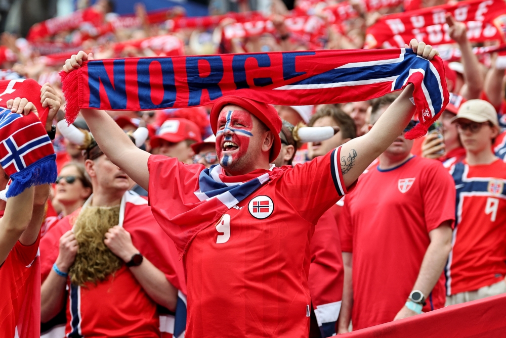  
Norway fans inside the stadium before the match 