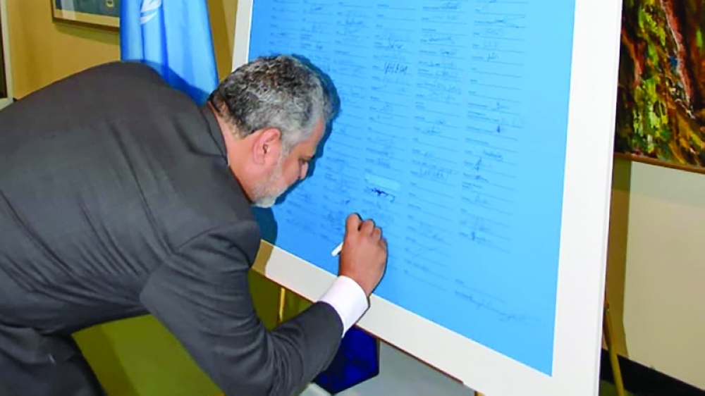 The Sultanate of Oman was represented at the signing ceremony by Ambassador Omar bin Said al Kathiri. — ONA
