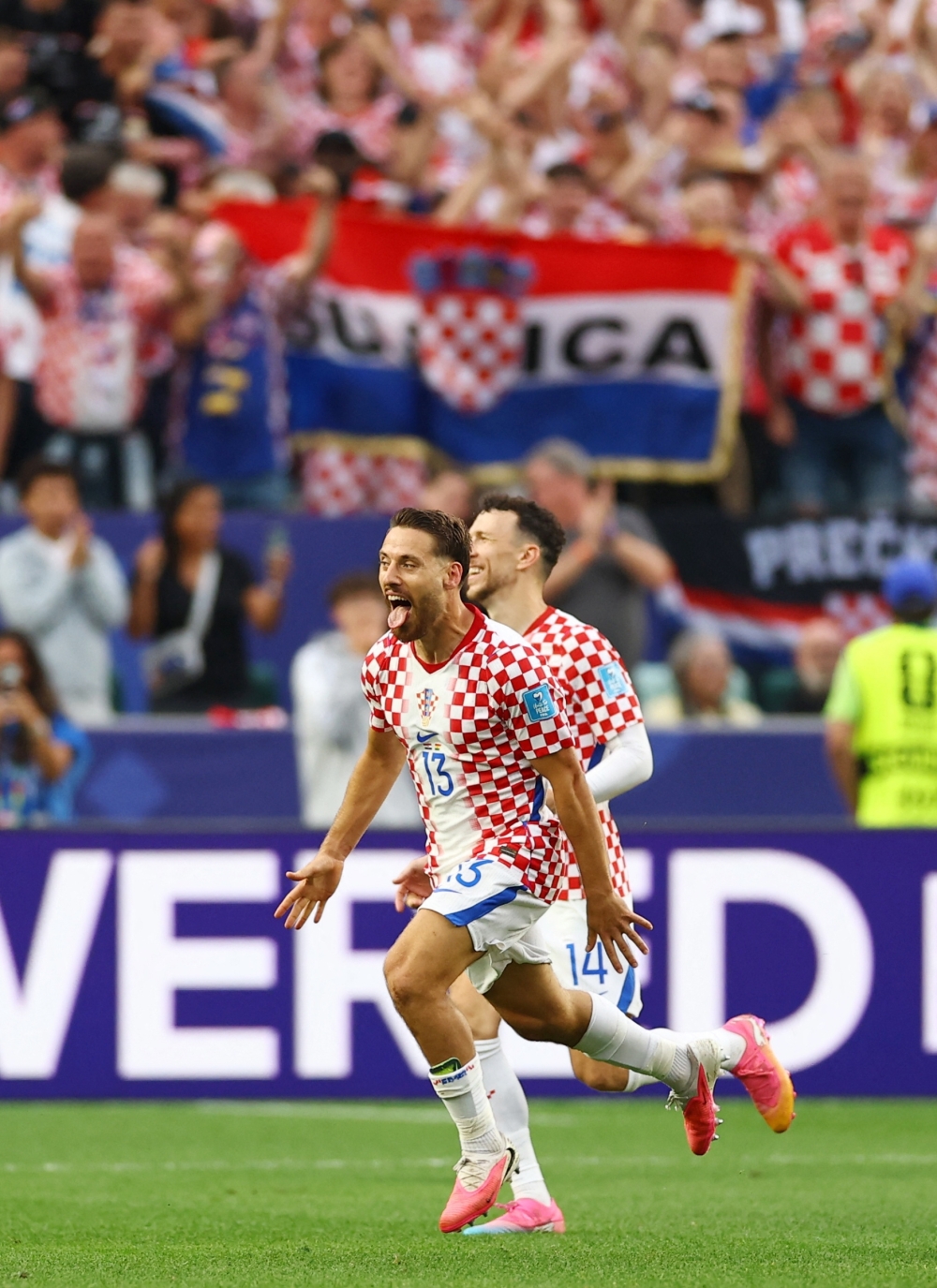  
Croatia's Nikola Vlasic celebrates scoring their second goal  