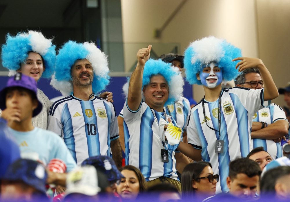  
Argentina fans inside the stadium before the match  