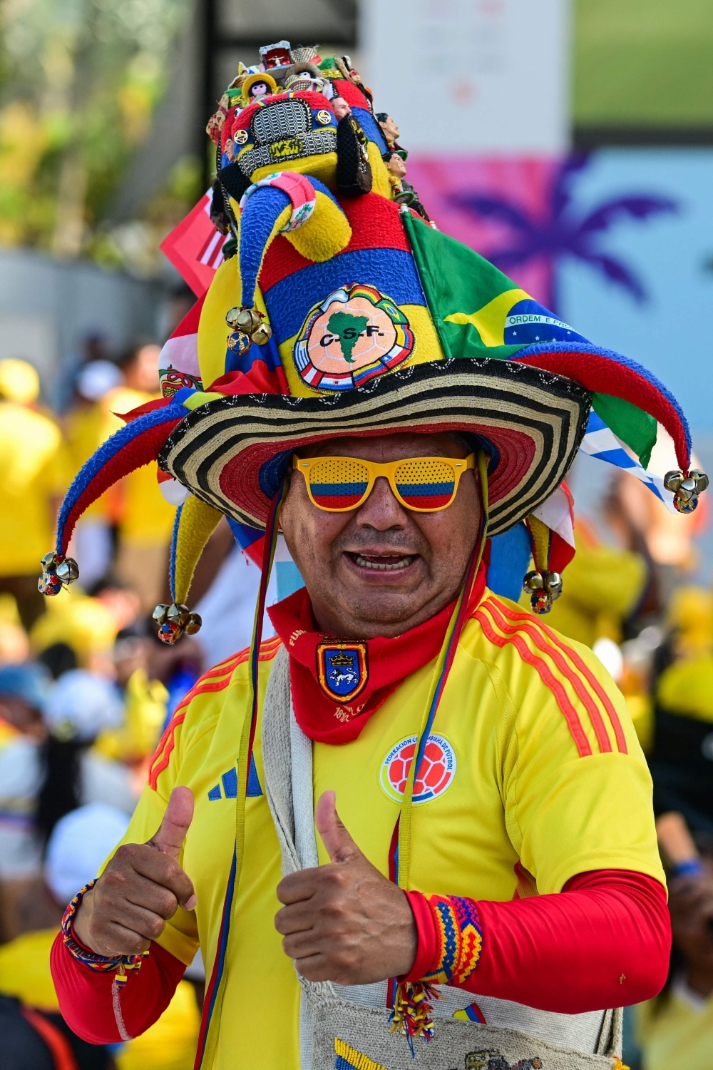 Colombia fans watch the 2026 FIFA World Cup Group K match between Colombia and Portugal, at a fan gathering at the FIFA Fan Festival in Miami 
