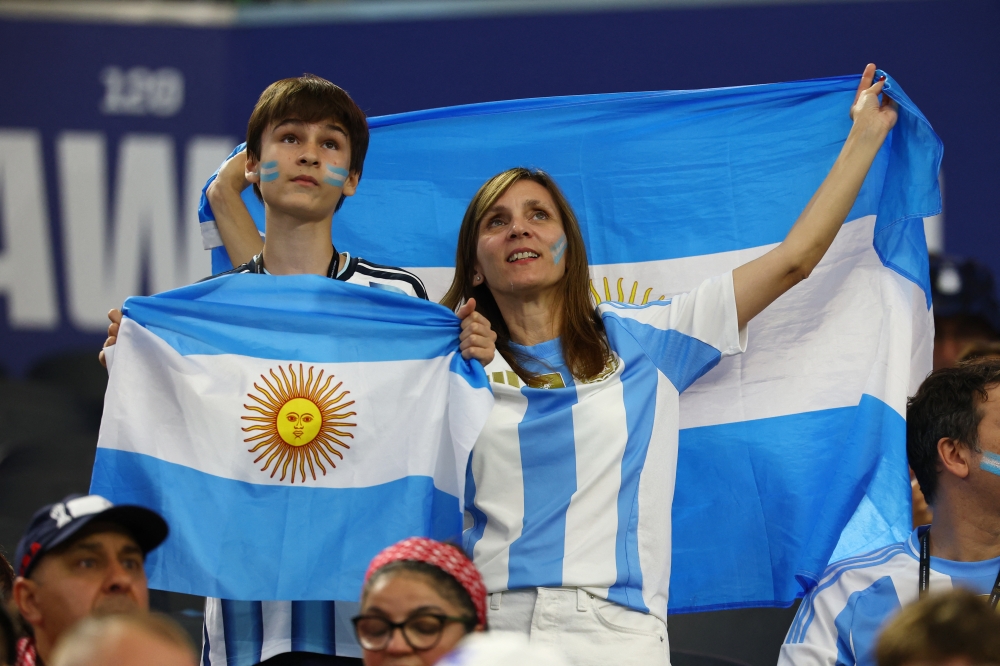 
Argentina fans inside the stadium before the match  