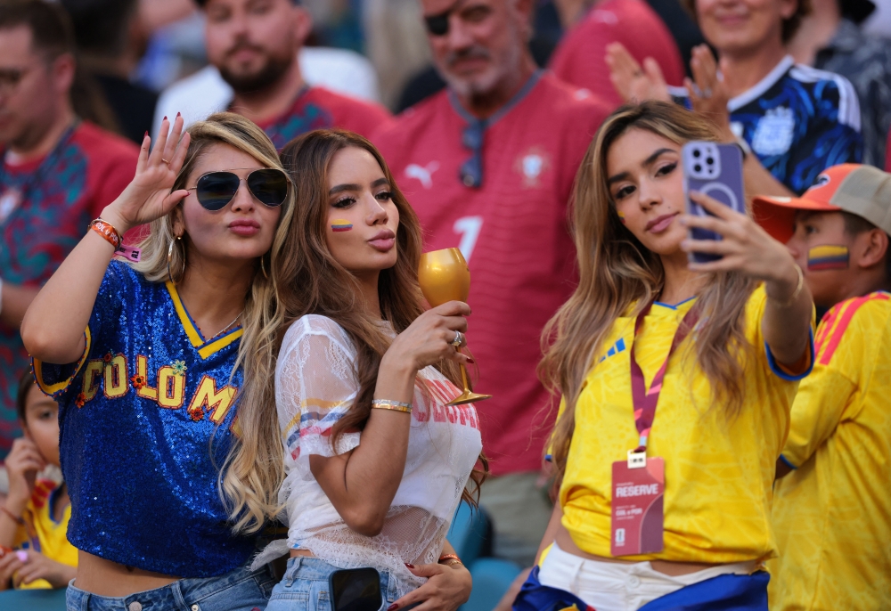  
Colombia fans inside the stadium before the match 