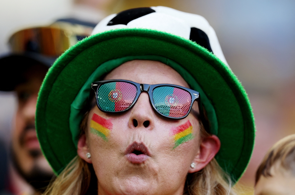  
Colombia fans inside the stadium before the match  